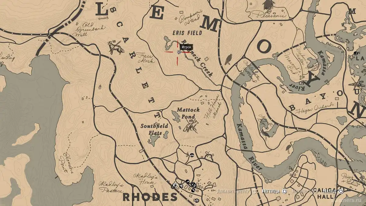 Repère sur la carte indiquant où poussent les chanterelles