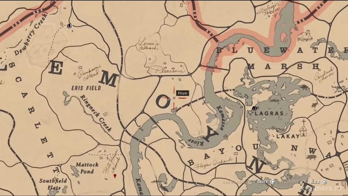 Emplacement d'un énorme serpent dans RDR2