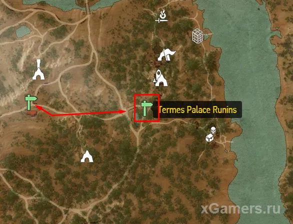 Repère sur la carte permettant de trouver l'armure de grand maître de l'école du Loup