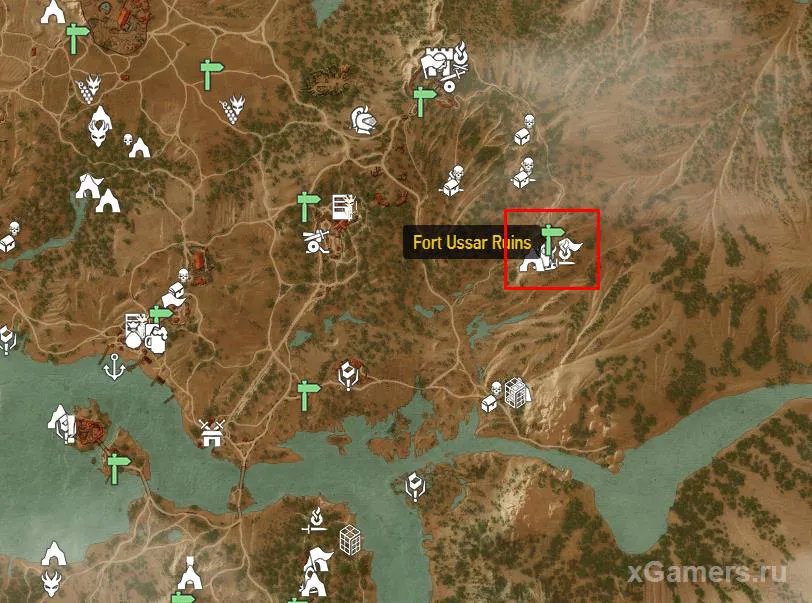Repère sur la carte permettant de trouver l'armure de grand maître de l'école du Griffon