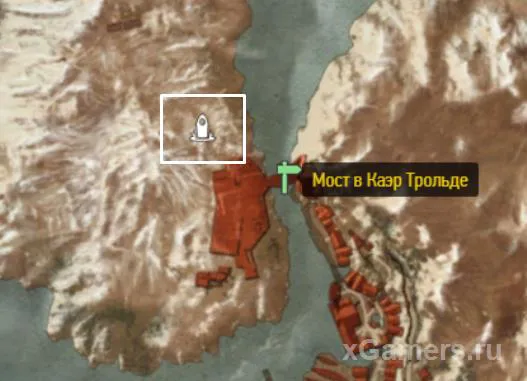 Emplacement sur la carte - le premier Aard à Skellige