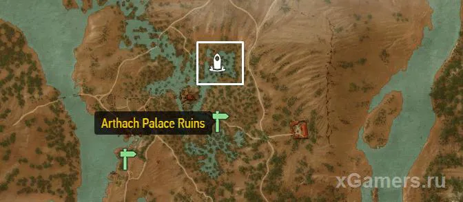 Repère sur la carte du Lieu de Pouvoir Yrden à Toussaint