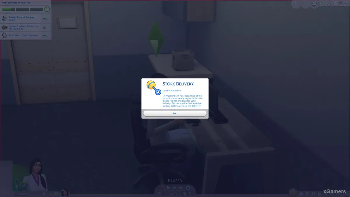 Accoucher un bébé dans la carrière médecin des Sims 4