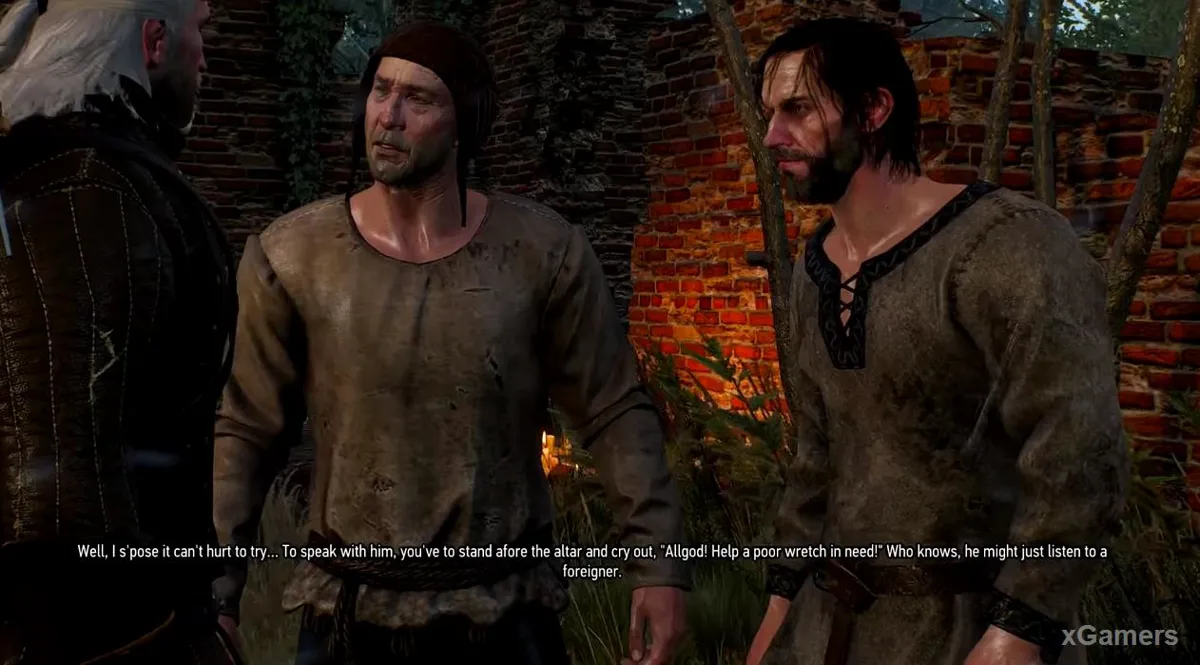 Geralt cherche à comprendre la situation en dialoguant avec Preben et Dagmar