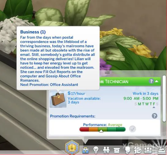 Employé du service courrier - Carrière Affaires des Sims 4