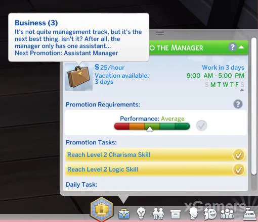 Assistant de direction - 25 $ de l'heure - Les Sims 4
