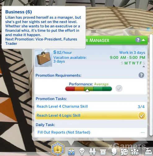 Cadre supérieur - Carrière Affaires des Sims 4