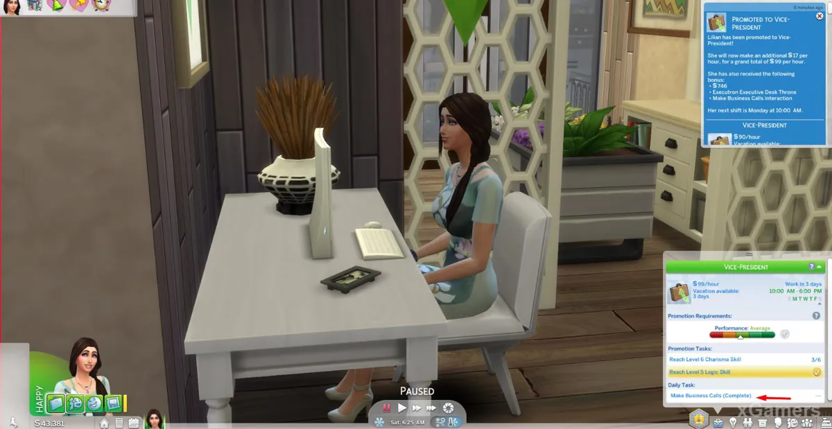 Carrière Affaires des Sims 4 : Vice-président