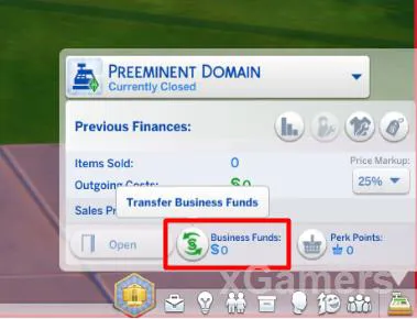 Transférer des fonds vers le magasin et vers le budget familial via le bouton Transférer les fonds de l'entreprise