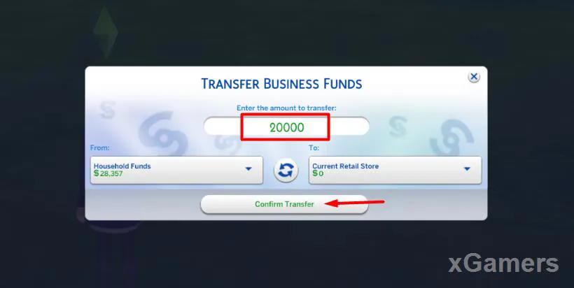 Confirmer le transfert des fonds de l'entreprise