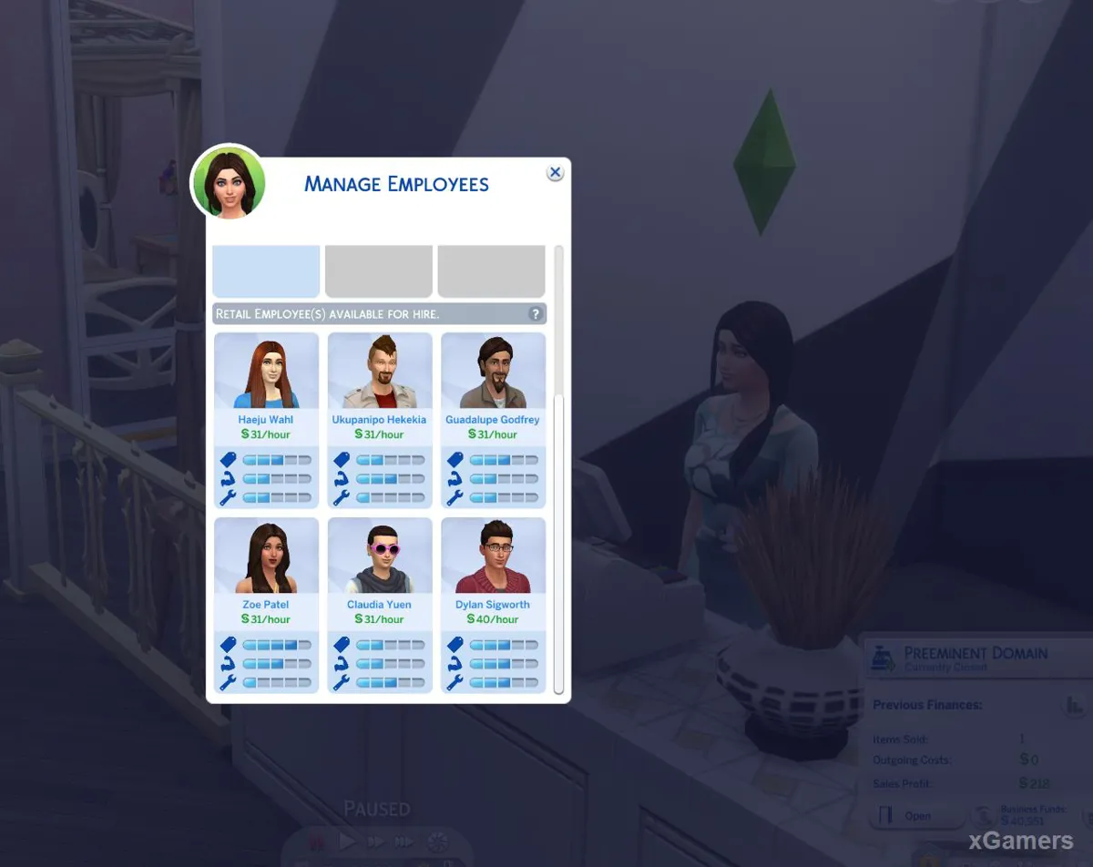 Sélectionner un nouvel employé pour le magasin