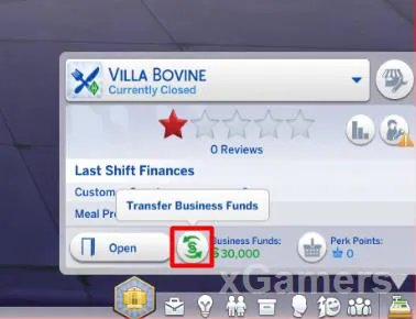 Vous pouvez transférer des fonds vers le compte du restaurant ou les reverser au budget familial depuis ce menu