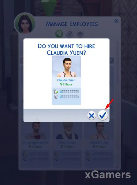 Gestion des employés : confirmez l'embauche du Sim