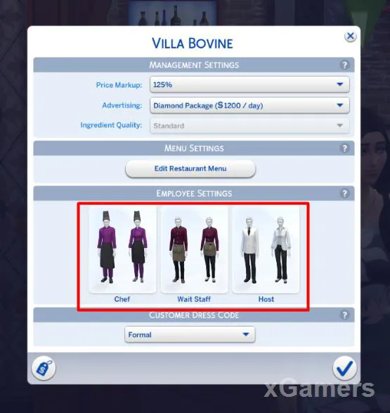 Choisissez l'apparence des employés