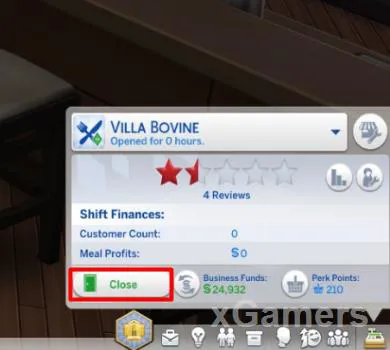 Fermez le restaurant de la même manière que vous l'avez ouvert, via le menu du restaurant