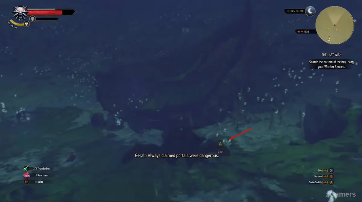 Le troisième point mène Geralt jusqu'à un immense cratère