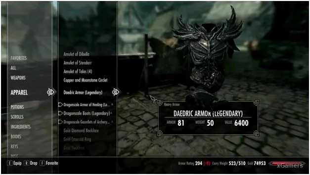 Armure daedrique de Skyrim (légendaire)