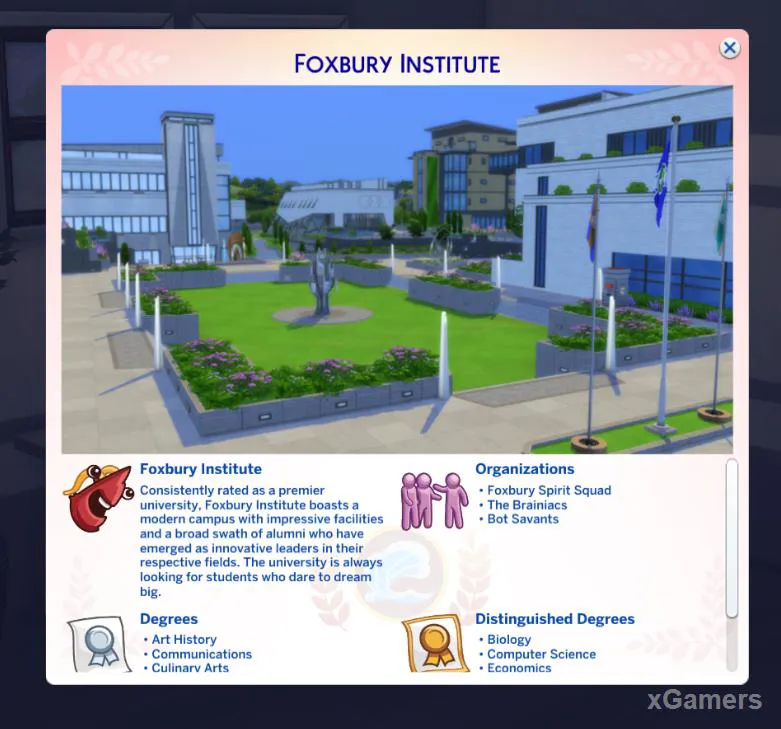 L'Institut Foxbury, systématiquement classé parmi les meilleures universités