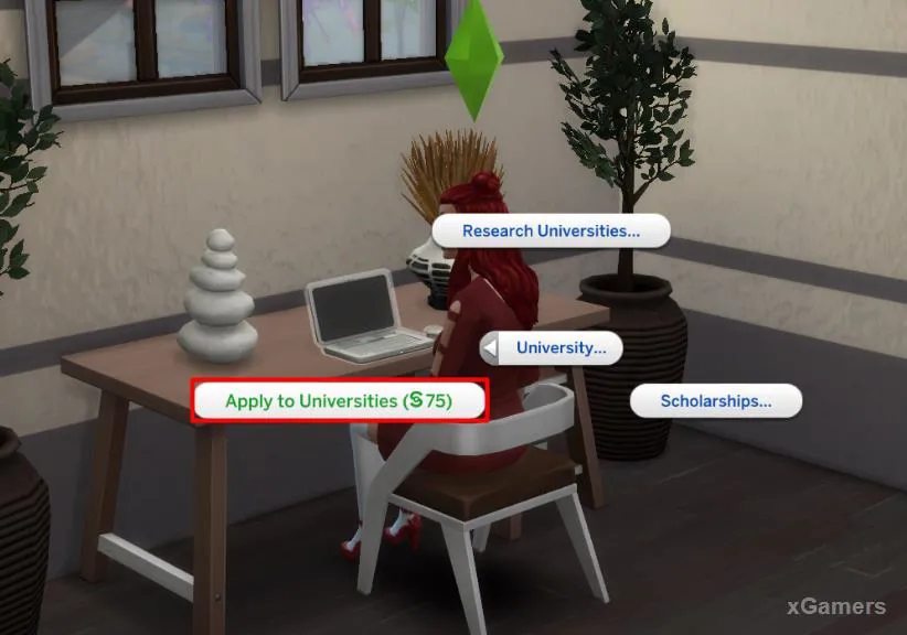 Postuler à l'université pour votre Sim via l'ordinateur