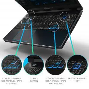 Acer Predator Helios 300 - bouton turbo et touches directionnelles