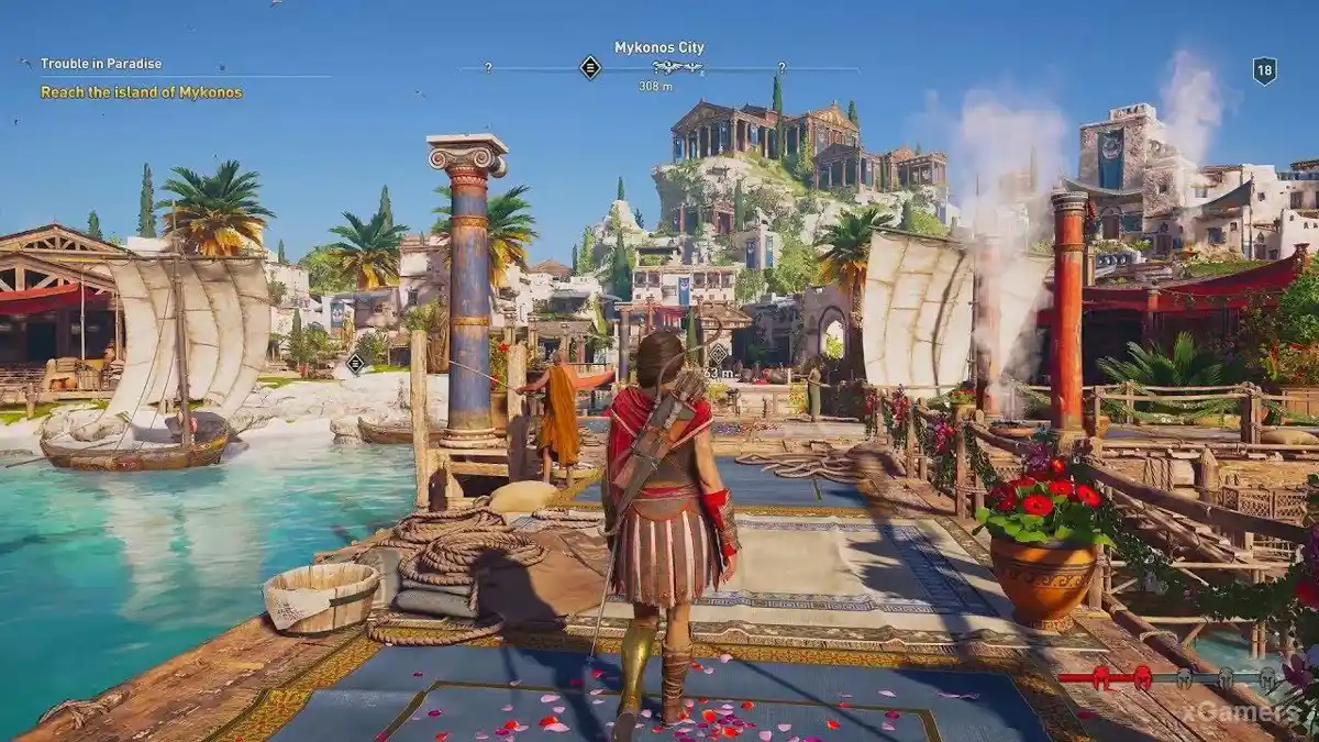 Test d'Assassin's Creed Odyssey : la ville de Mykonos