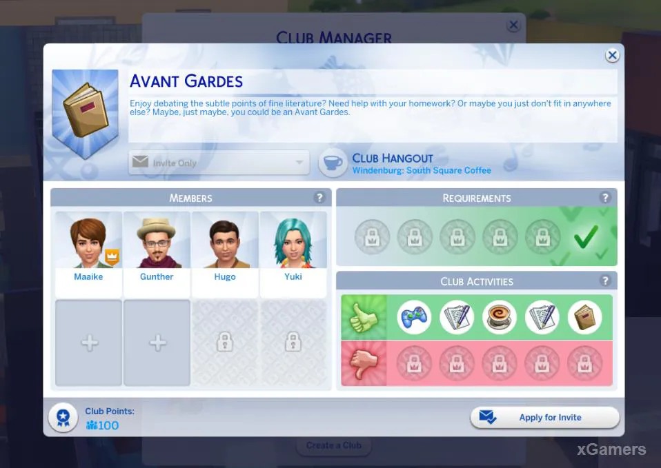 Chaque club dispose d'une description de ses activités