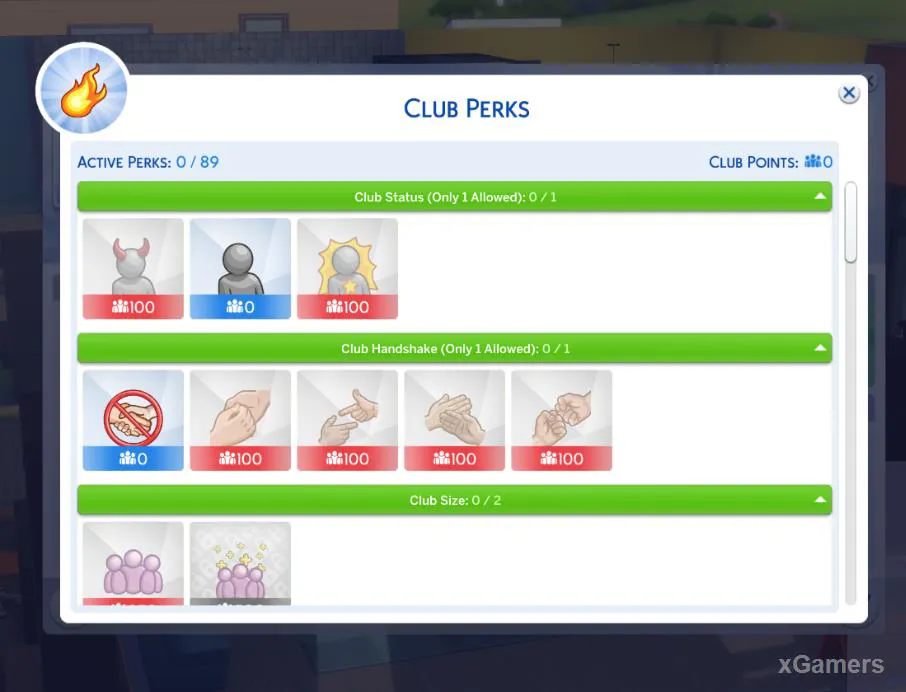 Choisissez les avantages du club - Les Sims 4 : Vivre Ensemble