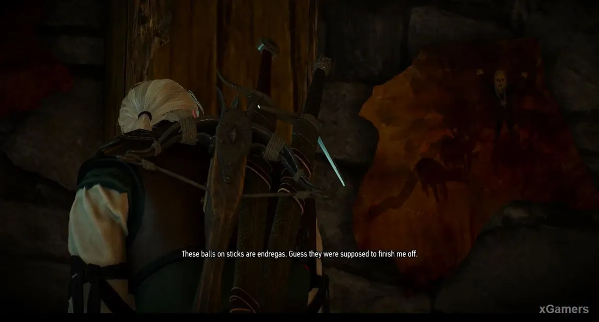 Geralt trouve plusieurs dessins d'enfants illustrant ce plan