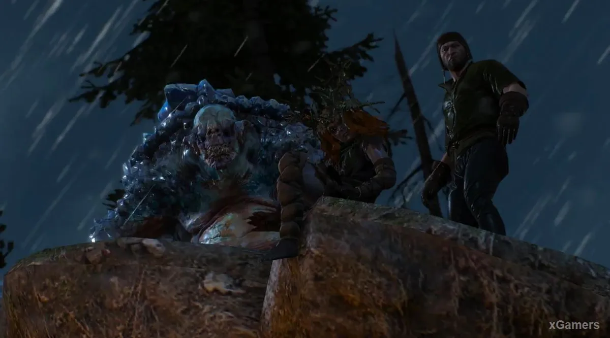 Rencontre entre Geralt, le dieu mineur, le troll des glaces, le loup-garou et le Doppler