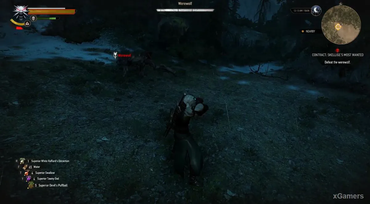 Geralt l'affronte sans pouvoir l'épargner. Utilisez l'esquive au combat, le bouclier et le signe Axia