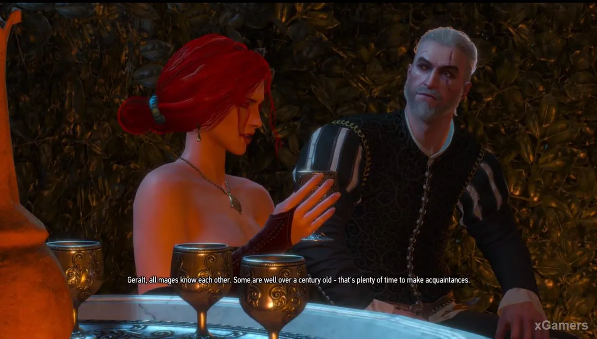Il reste du temps avant le feu d'artifice prévu ; Triss propose de le passer au jardin