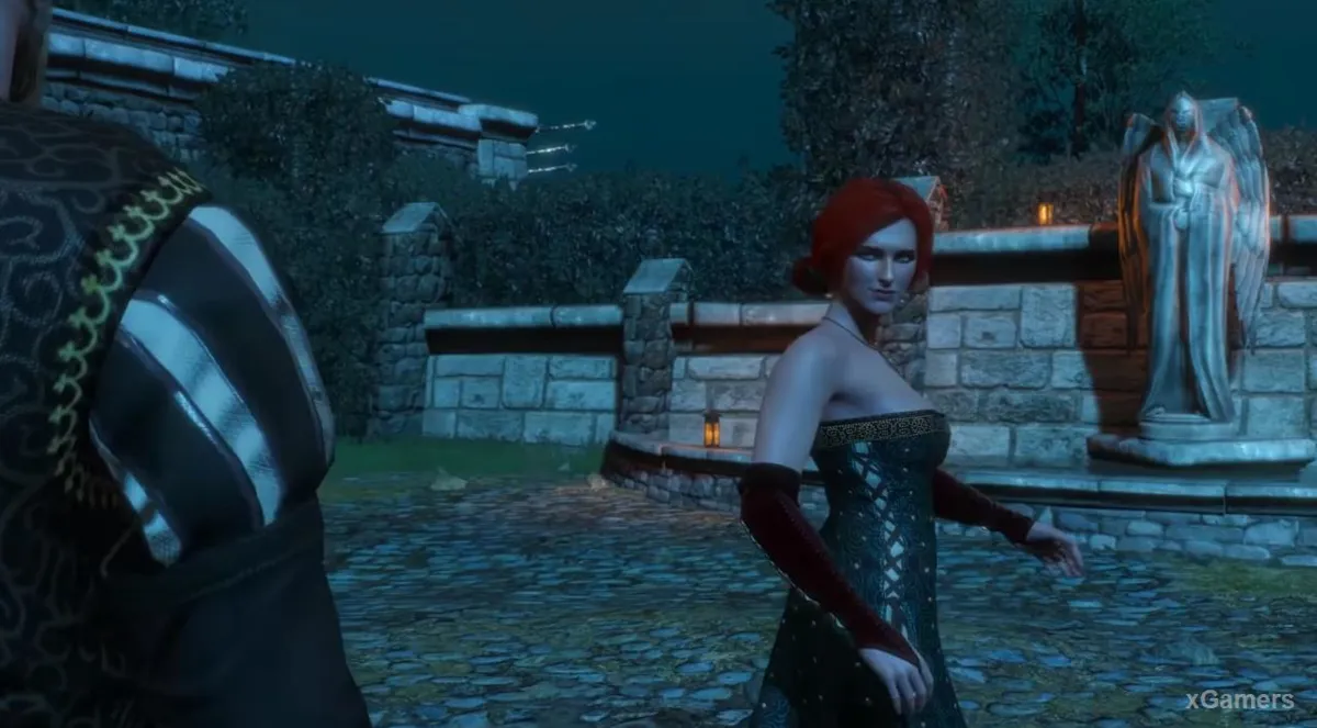 Grisée par l'alcool et l'atmosphère romantique, Triss veut faire preuve d'équilibre