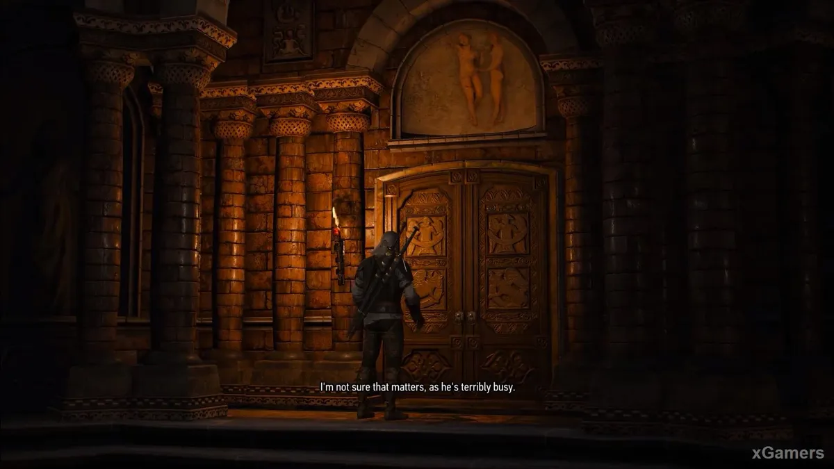 Geralt se rend aux bains et entend une voix derrière une porte close
