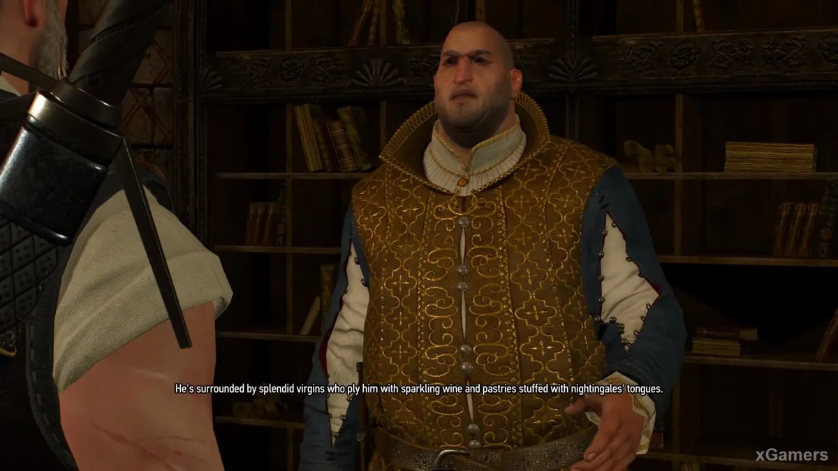 Geralt et Dijkstra dans la quête Le Trésor du comte Reuven