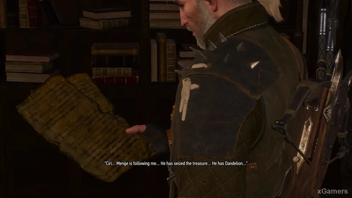 Geralt trouve une lettre du doppler Dudu dans la pièce secrète