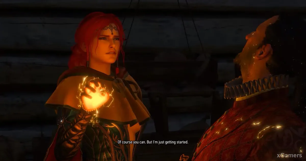 Triss lui inflige un sortilège douloureux
