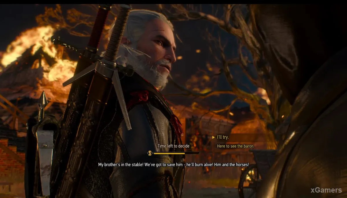 De retour à Perchefreux, Geralt assiste à un incendie