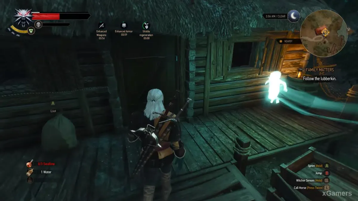 En arrivant chez le pêcheur, Geralt apprend les derniers éléments manquants de l'histoire