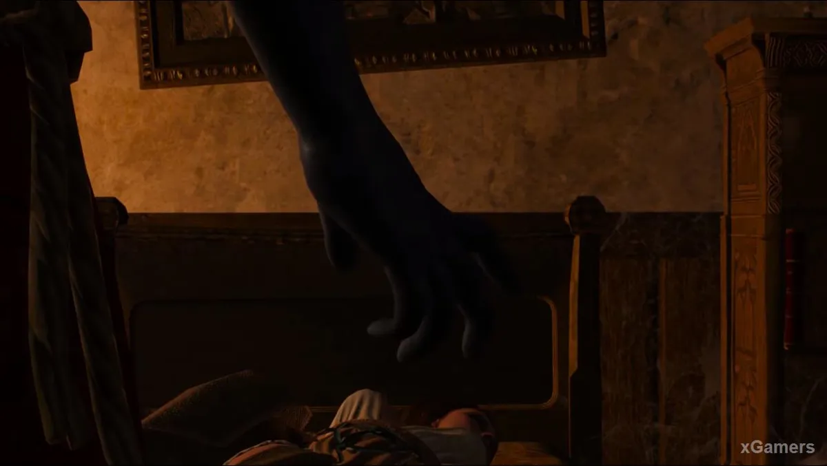 Geralt entend un étrange rire d'enfant et la voix d'une femme visiblement épuisée