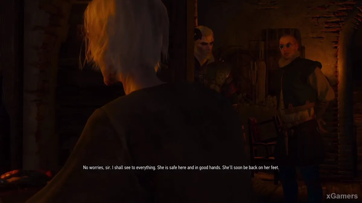 Geralt l'emmène à Corvo Bianco, où le Majordome prendra soin d'elle