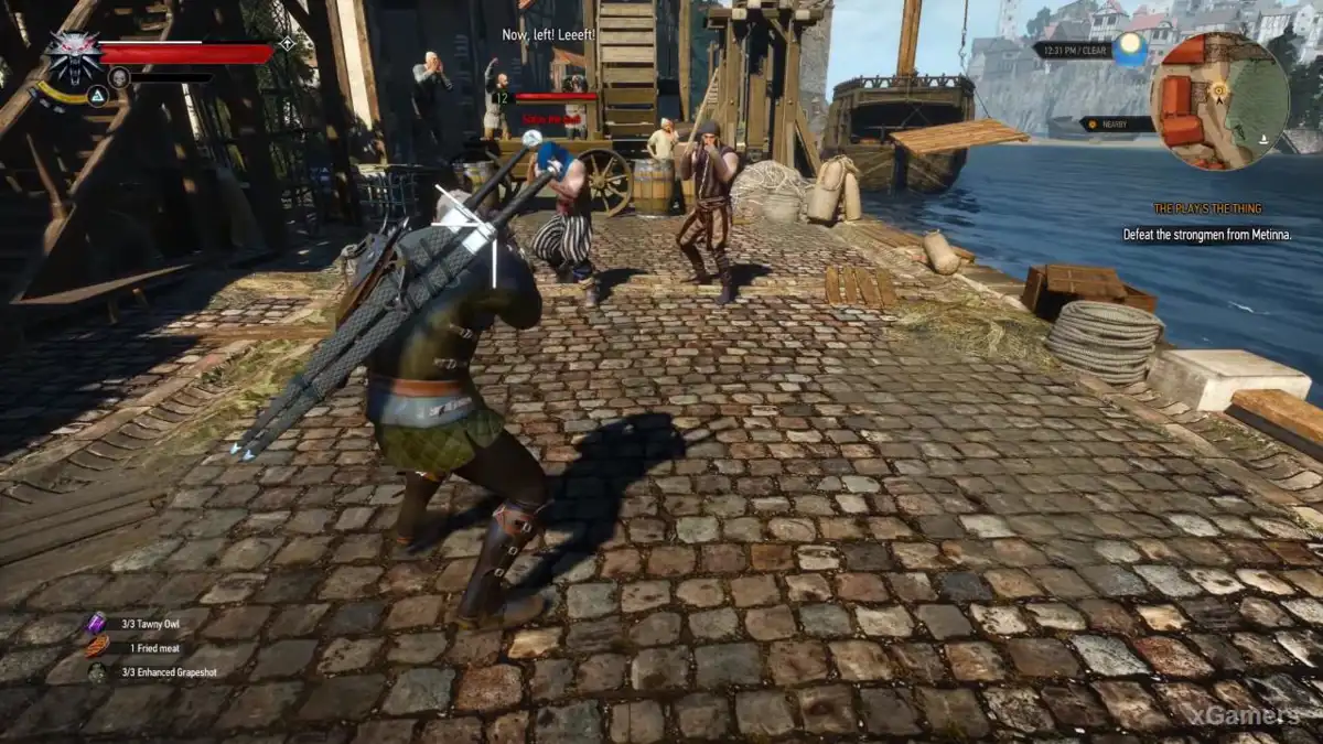 Le combat de Geralt contre les costauds des docks