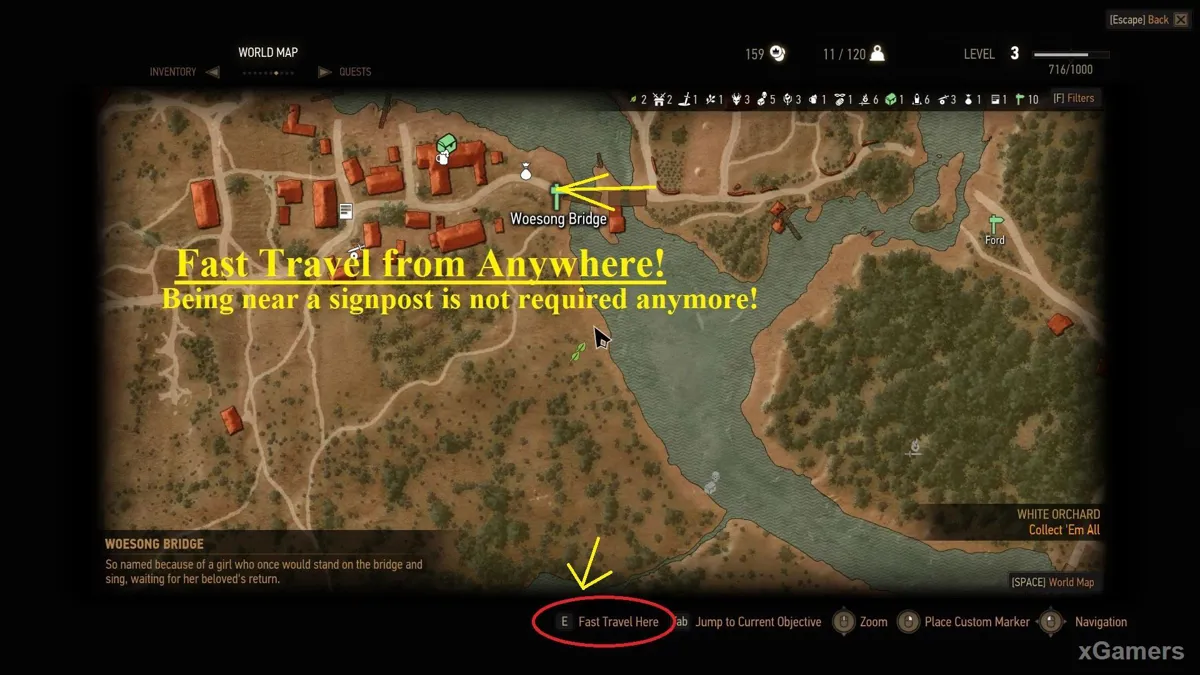 Mod Fast Travel from Anywhere dans The Witcher 3