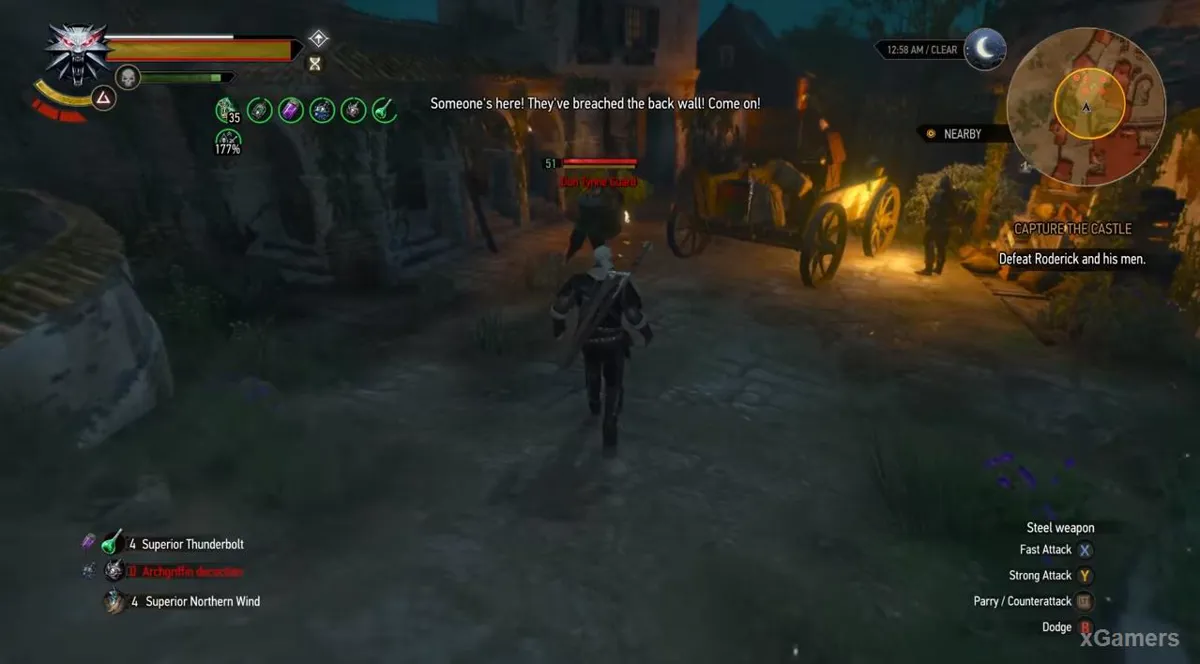 Après avoir franchi la première ligne de défense, Geralt fait face à Roderick