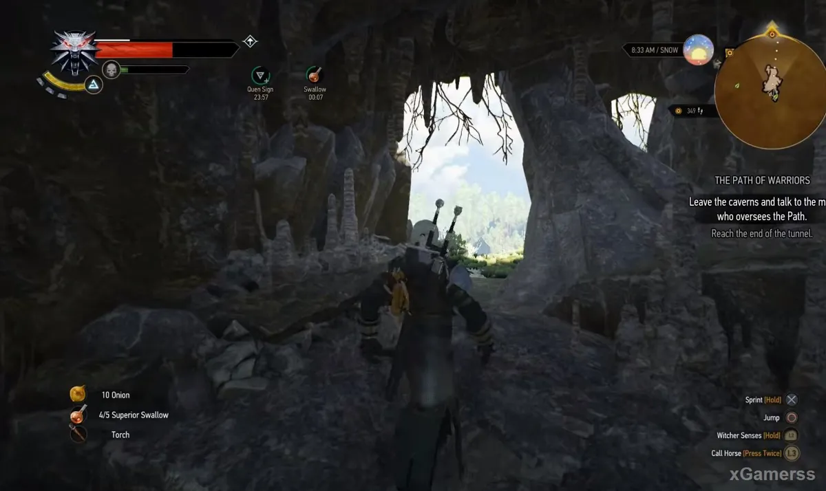 Geralt face à trois bandits de niveau 13