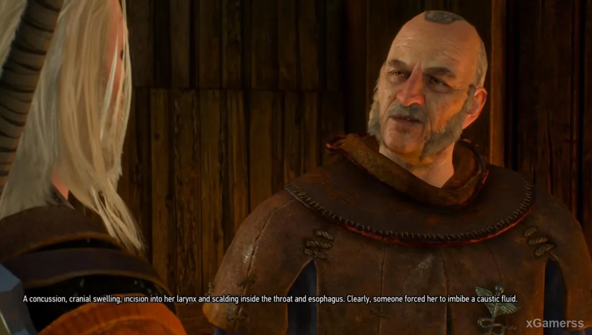 Joachim suggère à Geralt d'examiner le corps de la précédente victime