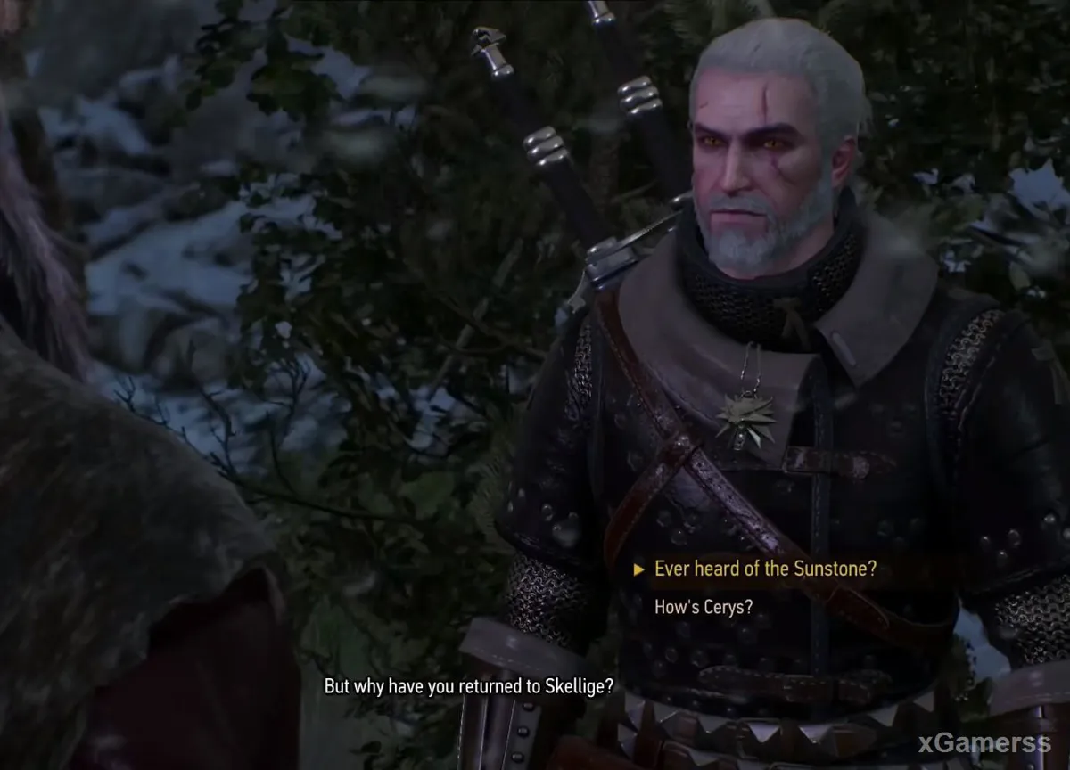 Geralt retrouve Mousesack, qui lui parle ensuite de la Pierre de Soleil