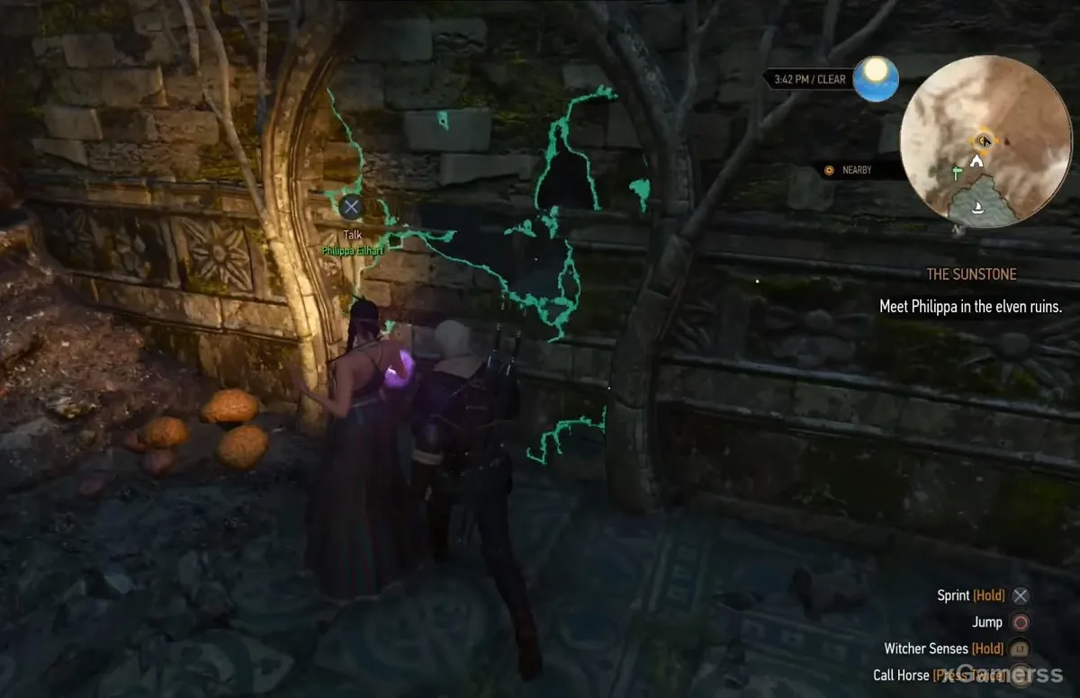 La sorcière attend Geralt à l'entrée