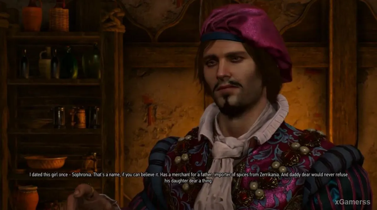 Sophronia, ancienne conquête de Jaskier, à qui Geralt doit demander un prêt