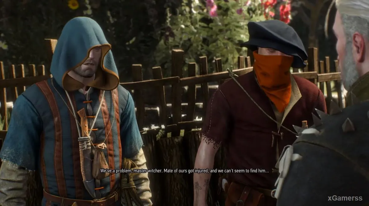 Geralt discute avec deux bandits