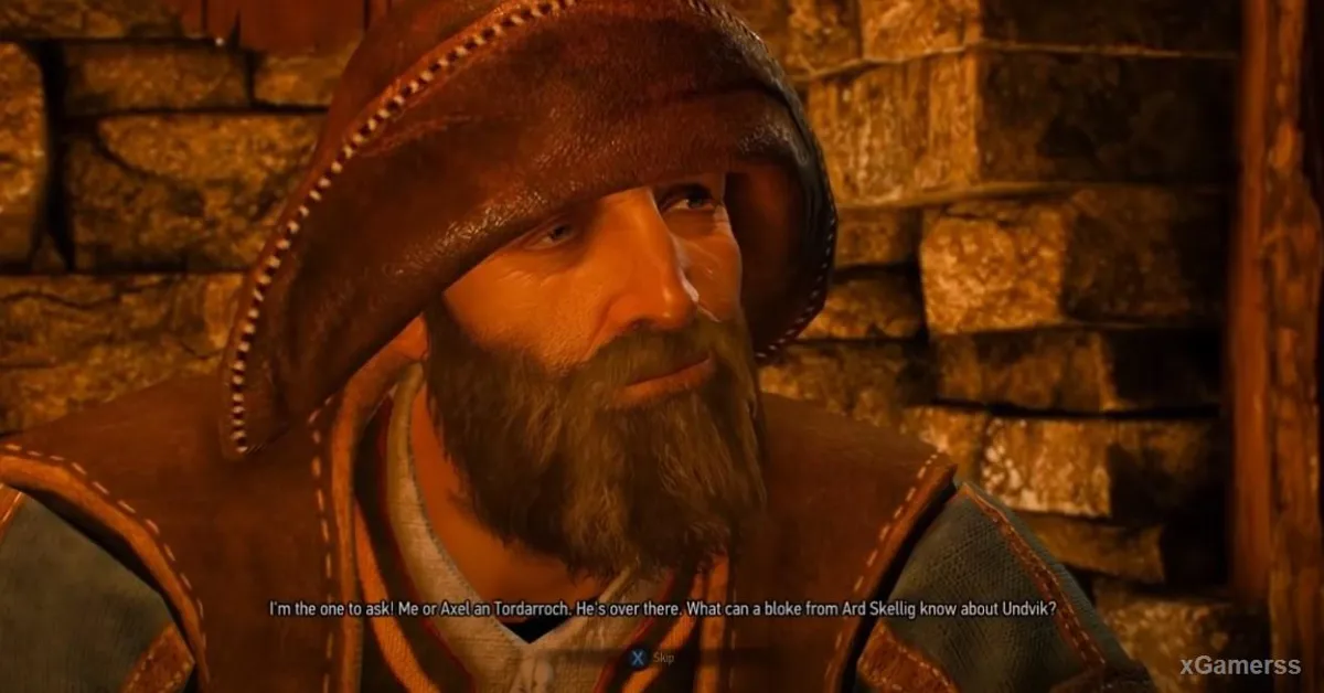 Geralt discute avec les clients de la taverne